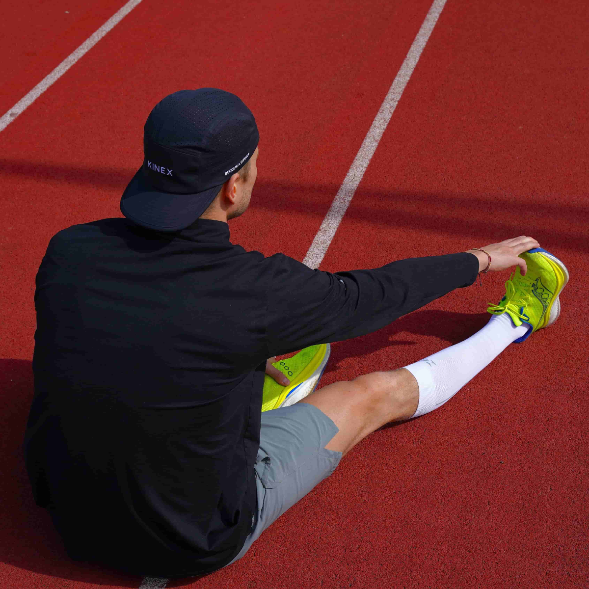 Athlete wearing high compression socks black