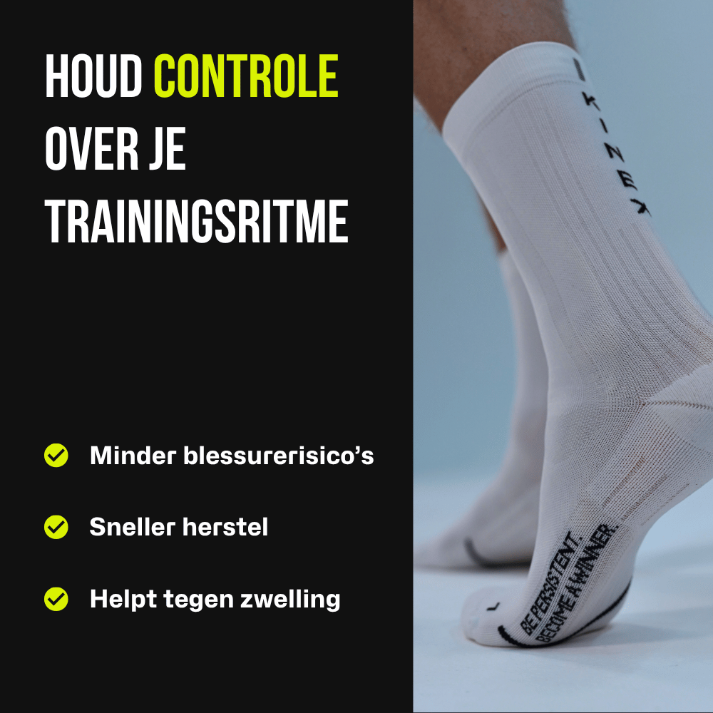KINEX korte compressiesokken Arctic White, infographic trainingsritme #kleur_arctic white