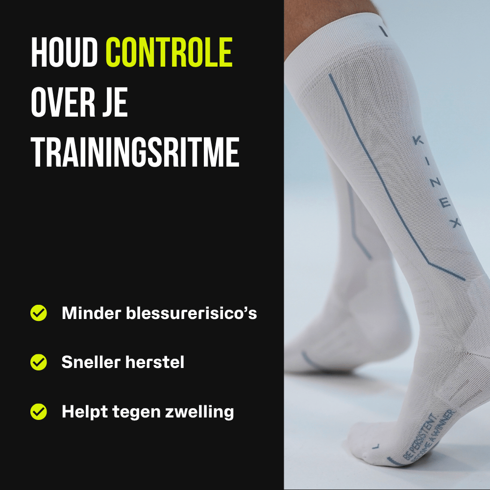 KINEX lange compressiesokken Arctic White, infographic trainingsritme #kleur_arctic white