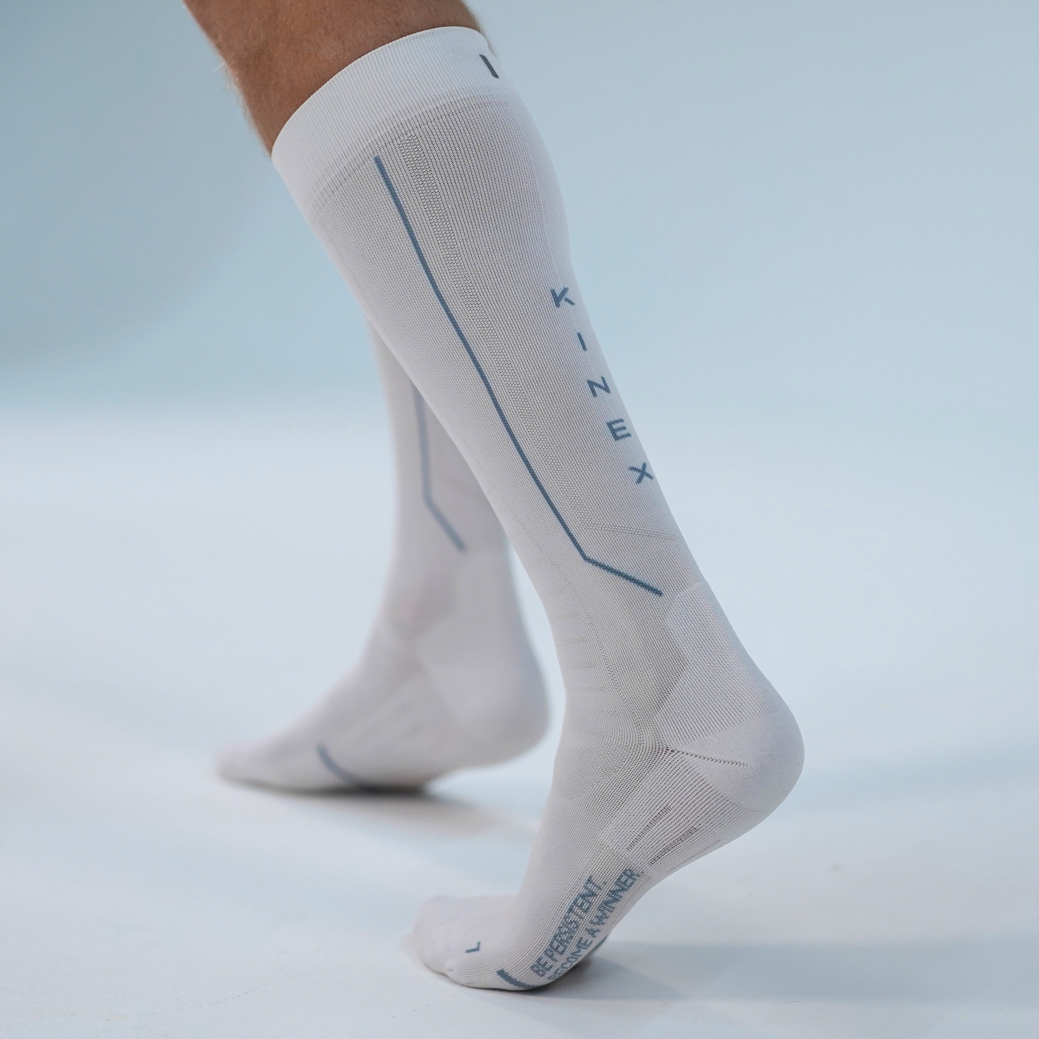 KINEX Knee-high white compression socks in detail